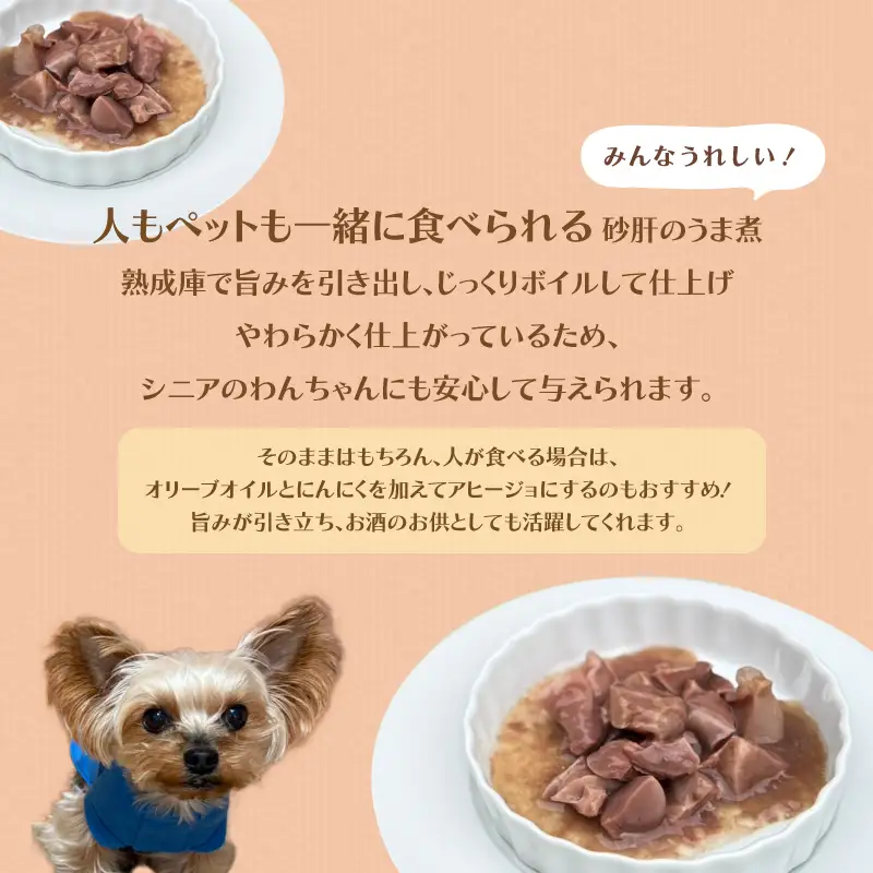 ペット用 砂肝のうま煮 80g×3 パック ペットフード ペット用品