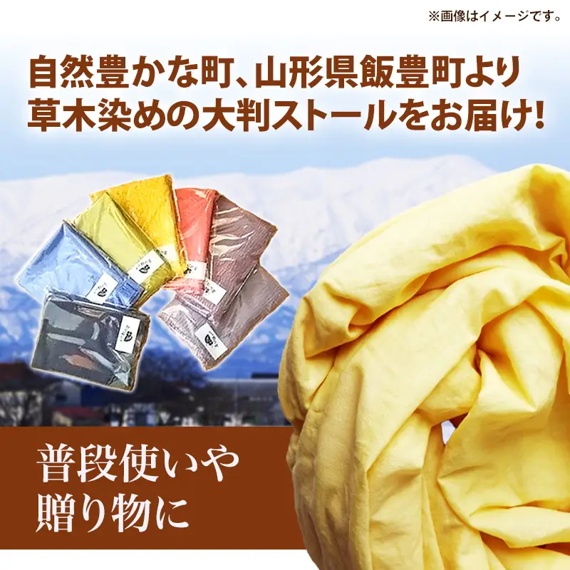 草木染め　大判ストール - 手染め ファッション おしゃれ 贈答 プレゼント 贈り物 母の日 おすすめ 送料無料 山形県 飯豊町