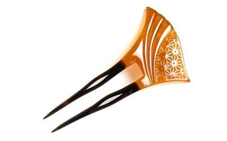 【7営業日以内発送】【本べっ甲】麻の葉透かし彫り かんざし ／ 髪飾り アクセサリー ヘアアクセサリー 簪 鼈甲 べっ甲 べっこう