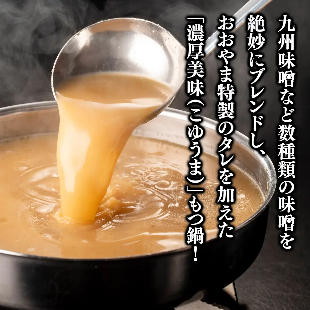 博多もつ鍋おおやま もつ鍋みそ味 3人前 モツ もつ 博多もつ鍋 もつ鍋おおやま 味噌味 九州味噌 国産牛もつ 超低温カット お取り寄せ 冷凍保存可能 贈り物 自社工場製造 福岡 八女 072-311