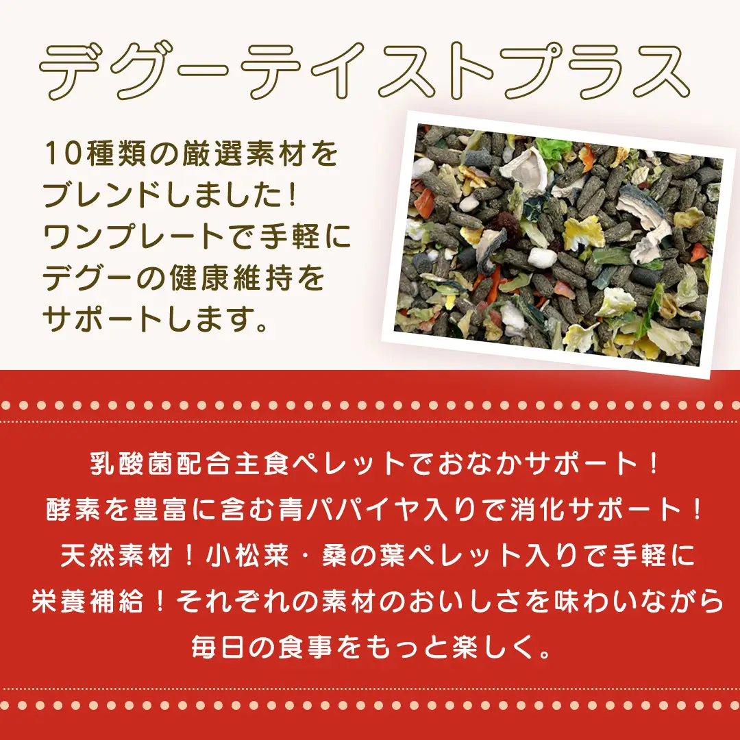 デグー テイストプラス 220g × 3袋 デグー 小動物用フード ペットフード おやつ 乳酸菌配合 [BU035sa]