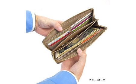 レディース本革L字ファスナー長財布4M3-1153（・オーク）