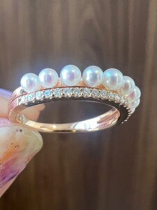 K18PG アコヤ ベビーパール ダイヤモンド リング YF-33