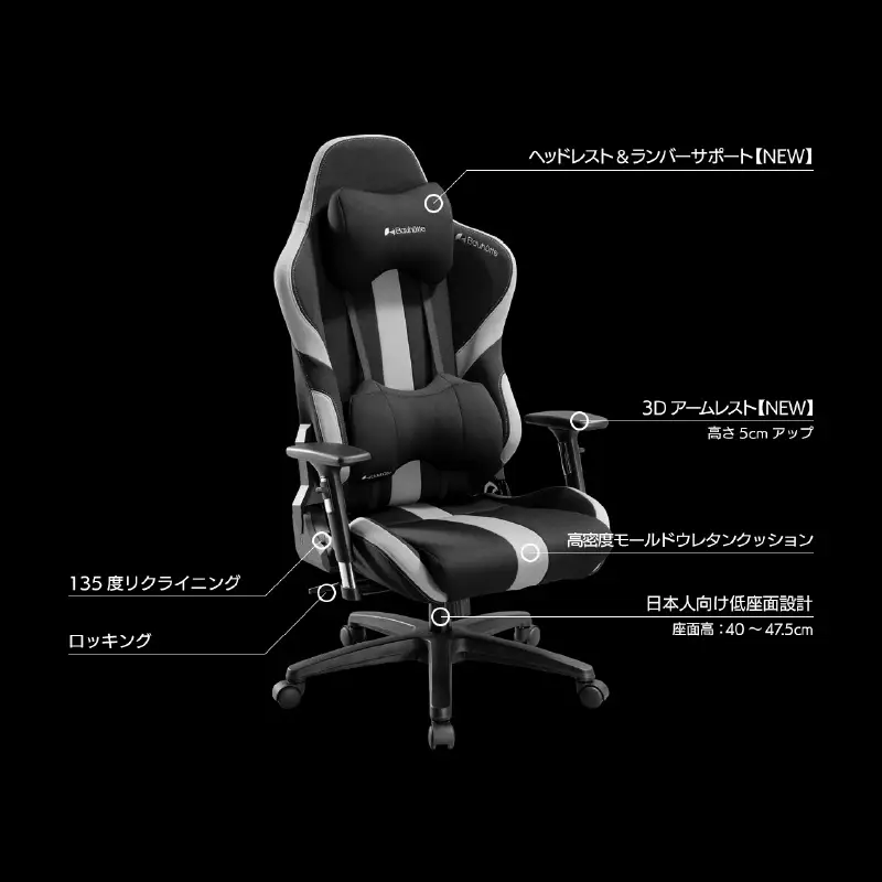 【Bauhutte】ゲーミングチェア（G-551-WH） - ゲーミングチェアの新たなスタンダードモデル