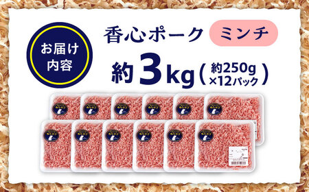 『香心ポーク』ミンチ 約250g×12パック 豚肉ミンチ[AYCK023]