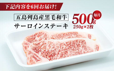 【全6回定期便】五島列島産 黒毛和牛 サーロインステーキ 250g×2枚 五島市/山口Farm[PGJ019]