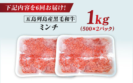 【全6回定期便】五島列島産 黒毛和牛 ミンチ 1kg 五島市/山口Farm[PGJ031]