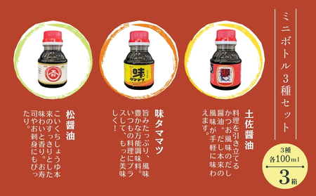 【玉松味噌醤油】 玉松 100ml 3本セット×3箱 合計900ml 土佐醤油 松醤油 味タママツ 醤油