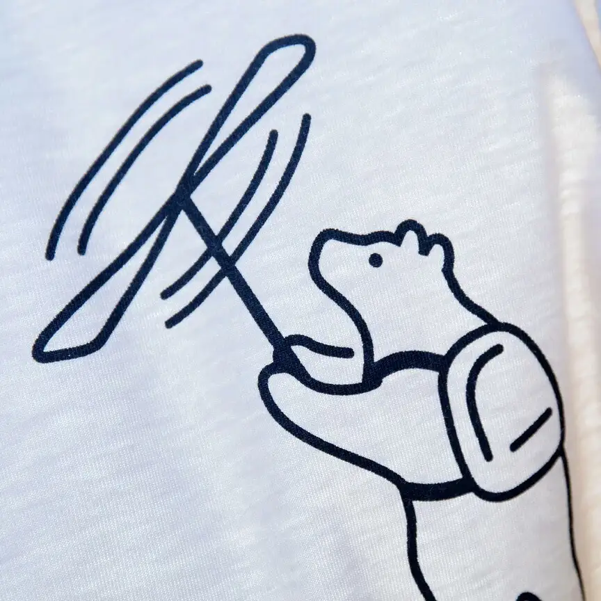 「知床トコさん」×久米繊維　コットンTシャツ　竹とんぼ柄　Lサイズ　半袖