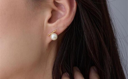 ハンギングパールメタルバーピアス(カラー：ゴールド)【043-018-1】ピアス パール アクセサリー ジュエリー K18GP カジュアル オフィス ギフト プレゼント ラッピング