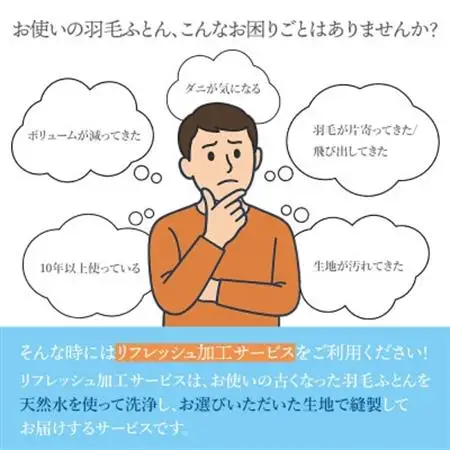 羽毛ふとんリフレッシュサービスプレミアムコース(セミダブルサイズ)【甲州羽毛ふとん】羽毛布団打ち直し【1630493】