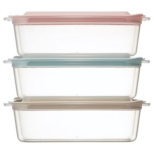 保存容器[700ml]3個セット●アソート● キッチン 保存 食材保存 お弁当箱 ランチボックス 容器 フードコンテナ 電子レンジ対応 保存容器 シンプル かわいい 3色〈スケーター株式会社〉   4-047