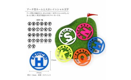 アーチ型英文字蛍光ゴルフマーカー１個オリジナルマーカー作成 ゴルフ用品 ギフト プレゼント 記念 おしゃれ ゴルフ好き 千葉市 千葉県 ブライトレッド