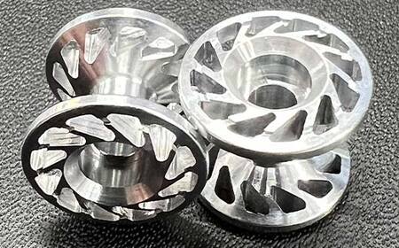 タミヤ ミニ四駆用 ベアリングアルミローラー（切削加工品）2段アルミ