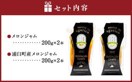agurico メロンジャム セット 2種 200g×各2本 合計4本 | 果物 メロン めろん ジャム 浦臼町産 希少 キングメルティー