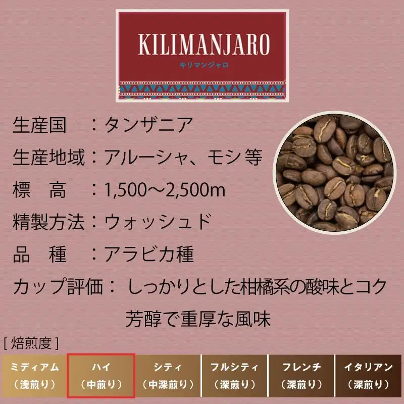 とびだす焙煎所 キリマンジャロ 500g（250g×2袋） 【粉】