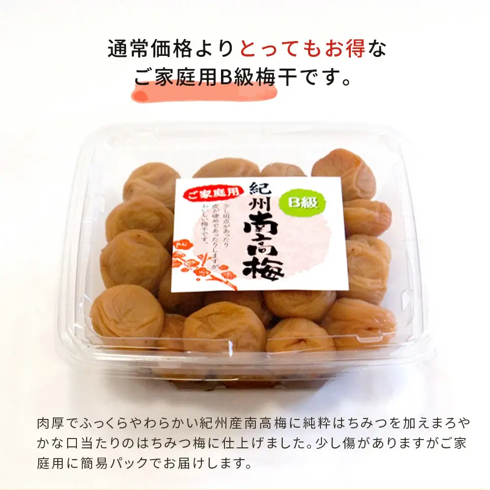 紀州南高梅 はちみつ 家庭用B級 600g sekifz022B【sekifz022B】