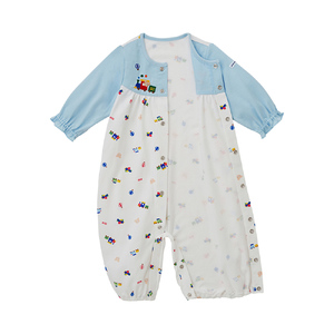 ミキハウス 天竺プリント ツーウェイオール（ブルー） ベビー服 ベビー ベビー用品 赤ちゃん 新生児 吸水性 ツーウェイオール