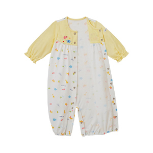 ミキハウス 天竺プリント ツーウェイオール（黄） ベビー服 ベビー ベビー用品 赤ちゃん 新生児 吸水性 ツーウェイオール