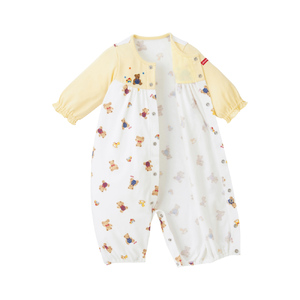 ミキハウス　ベア総柄のツーウェイオール ベビー服 ベビー ベビー用品 赤ちゃん 新生児 吸水性 ツーウェイオール