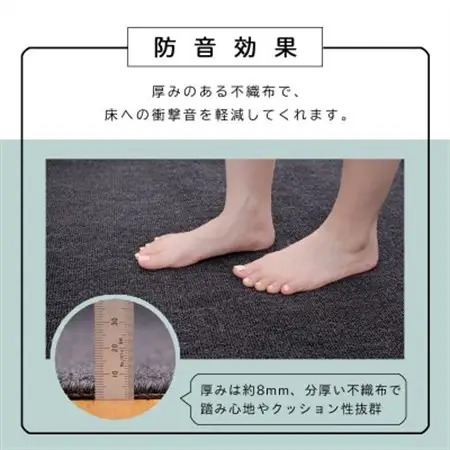 カーペット 江戸間 4.5畳 防音 抗菌防臭 厚手 ツワブキ 261×261cm ブラック 日本製【1638798】
