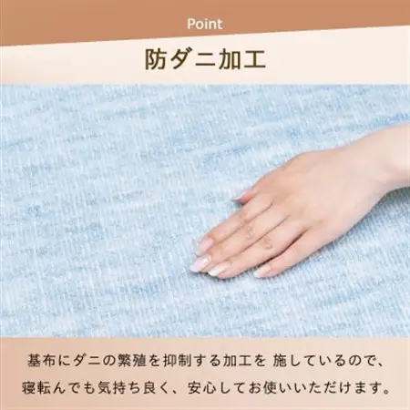 防ダニ カーペット 6畳 日本製 抗菌防臭 ノースポール 江戸間 261×352cm ブルー【1639037】