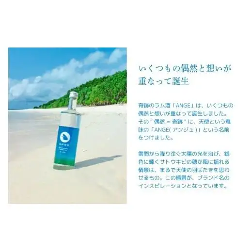 DT04　宮古島のサトウキビから生まれたラム酒「ANGE（アンジュ）」250ml・700ml（各1本）