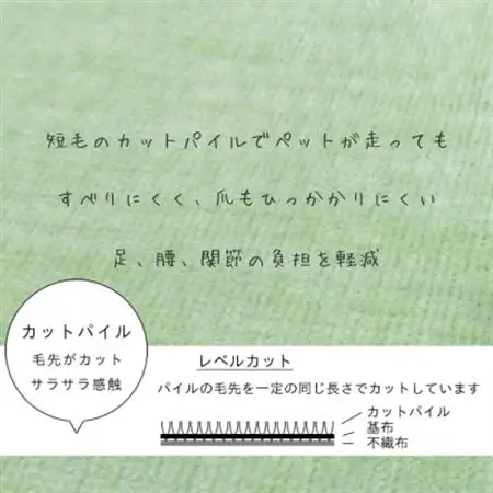 カーペット 日本製 抗菌防臭 犬 猫 ペット ビオラ 176×261cm 江戸間 3畳 グリーン【1640011】