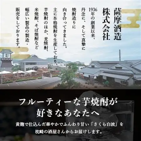 枕崎の定番焼酎【さくら白波】900ml×4本セット　A6-159【配送不可地域：離島】【1641367】