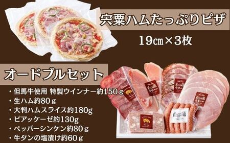 J19　宍粟ハム たっぷり ピザ と オードブル セット【 ハム 冷凍 但馬牛 ウインナー 生ハム 牛タン 惣菜 ギフト 贈り物 パーティー 】