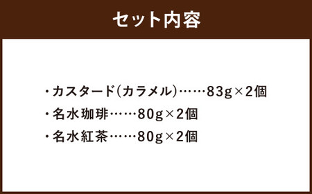 つやごし京極プリン 6個 （カスタードカラメル ・ 名水珈琲 ・ 名水紅茶） 3種×各2個 【京極プリン】 プリン なめらか 名水 セット ぷりん 洋菓子 お菓子 菓子 デザート スイーツ 詰め合わせ 詰合せ 北海道 京極町 冷蔵