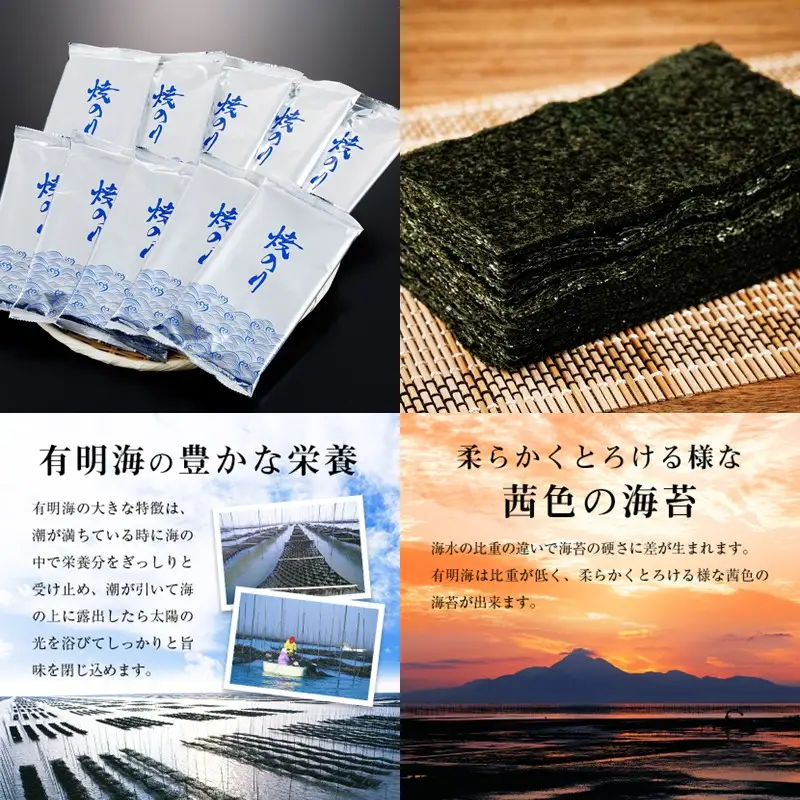 訳あり 有明海産 焼き海苔 2切10枚×10袋(100枚分)【福岡有明のり】【A5-516】