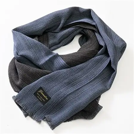 正絹縮緬マフラー(紺/濃いグレー)_装飾品・工芸品 マフラー・手袋 服飾小物 _【1104290】