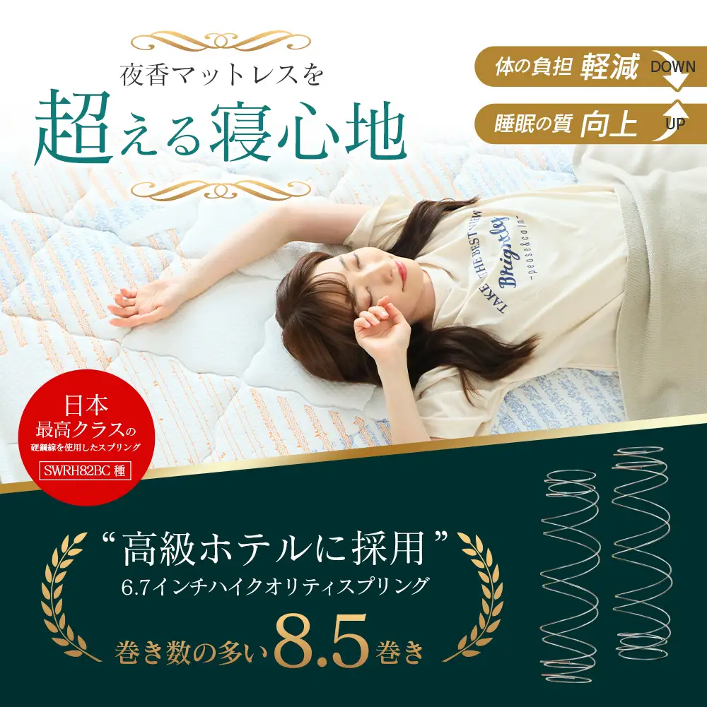 マットレス シングル 咲夜レアル 源ベッド ポケットコイル 6.7インチ 選べる3種の寝心地 圧縮梱包 両面仕様_CH041_Rsg
