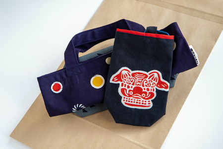 獅子舞 ランチ バック ( 11号 帆布 生地 紺色 )  ペットボトル ホルダー 付き | 装飾品 鞄 カバン かばん バッグ ランチバッグ 紺色 紺 11号帆布生地 ペットボトルホルダー 獅子舞 長野県 飯田市 信州 AV04