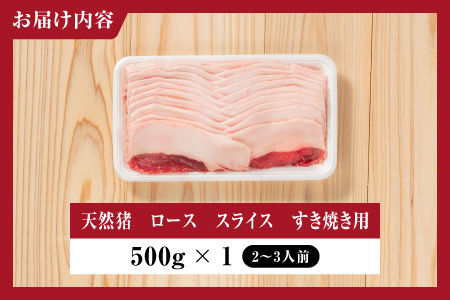 天然猪ローススライスすき焼き用500ｇ  いのしし肉 イノシシ肉 猪肉 猪 ロース ロース肉 スライス すき焼き用 すき焼き 鍋 500g 贈り物 贈答品 AI-8 ジビエ 猪鍋 江津市 島根県 江の川shishi