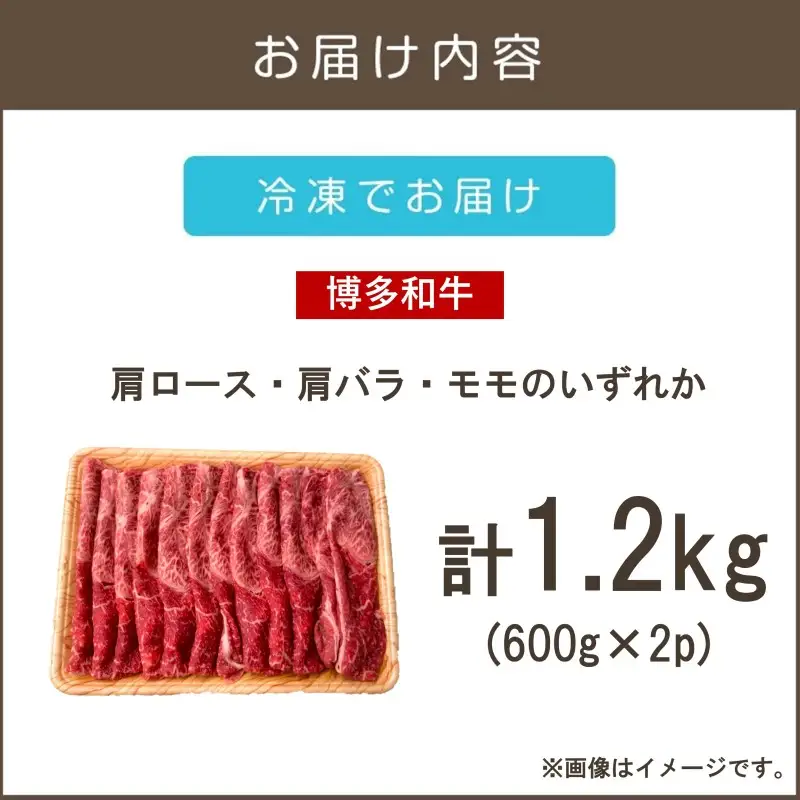 訳アリ！【A4-A5ランク】博多和牛赤身霜降りしゃぶしゃぶすき焼き用(肩ロース肉・肩バラ肉・モモ肉)1.2kg【C4-011】