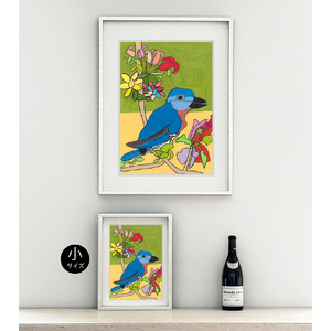 アート作品「りんごの花とルリビタキ」（小） 【169008】 絵画 ｲﾝﾃﾘｱ ｱｰﾄ 芸術品 美術品