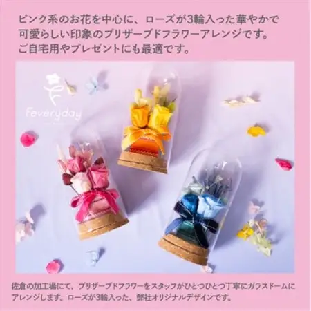 プリザーブドフラワーローズドーム ピンク系 お祝いやお誕生日におすすめ【配送不可地域：離島・沖縄県】【1636500】