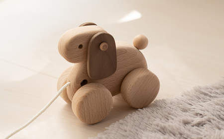 AH1　木のおもちゃ「コイヌ」【 木製 玩具 おもちゃ こども 子ども 手作り ハンドメイド 無垢 無塗装 安全 贈り物 プレゼント お祝い 出産祝い 誕生日 】