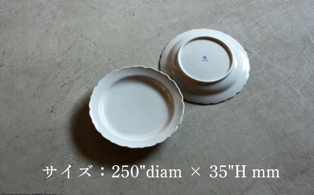 【 KATA KUTANI 】 桔梗ミート皿 250mm / 貫入白磁（1枚）九谷焼 12-01 九谷焼