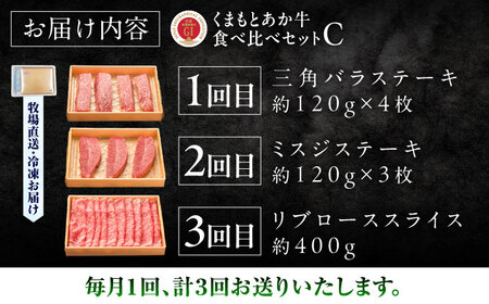 【全3回定期便】【GI認証】くまもとあか牛 食べ比べC あか牛 ステーキ BHAS028
