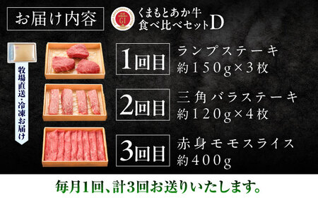 【全3回定期便】【GI認証】くまもとあか牛 食べ比べD あか牛 ステーキ BHAS029