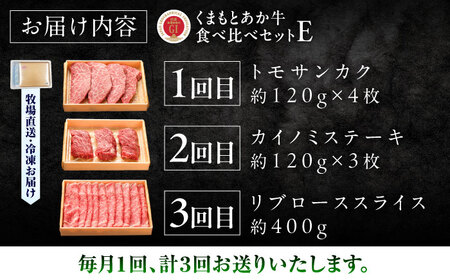 【全3回定期便】【GI認証】くまもとあか牛 食べ比べE あか牛 ステーキ BHAS030