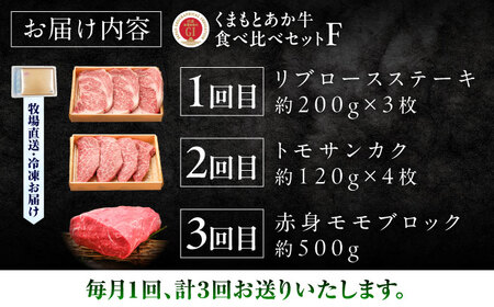【全3回定期便】【GI認証】くまもとあか牛 食べ比べF あか牛 ステーキ BHAS031