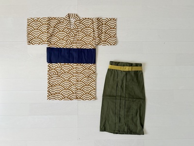 ファースト着物と袴のセット 男の子用(青海波)　和柄 着物 袴 ベビー服 洗える 贈り物  