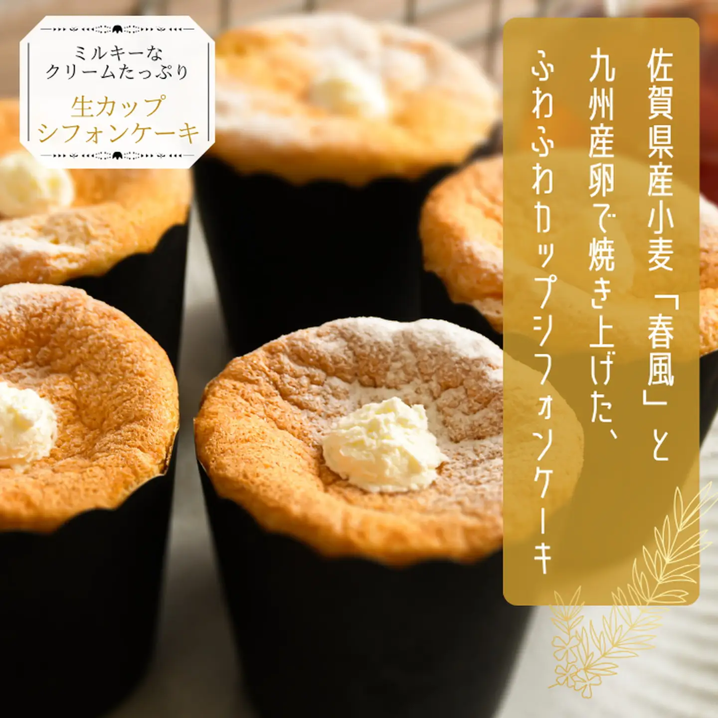 生カップシフォンケーキ 6個入 佐賀県産小麦使用 ふわふわ食感 スイーツ ケーキ カップケーキ シフォンケーキ ユニコ うふふ 佐賀市：A080-008