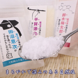 牧之原プライド 塩 3種 セット 駿河湾 海水  大粒 純白 手作り しらす 出汁 梅 田沼意次 平賀源内 鈴木梅太郎 海まで0分の宿