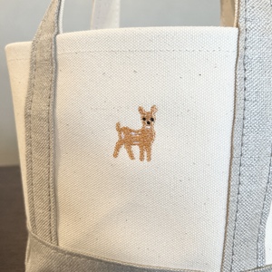 《Milih×NARA》キャンバス×麻のトートバッグ Sサイズ バンビ刺繍 トート 23-042