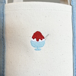《Milih×NARA》キャンバス×麻のマイクロミニトート　かき氷刺繍　15-073